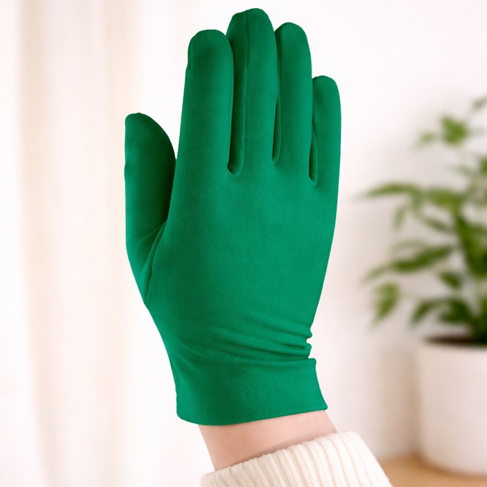 Green Wrist Length Stretch Nylon Dress Gloves Wedding Church Formal - Hey Viv